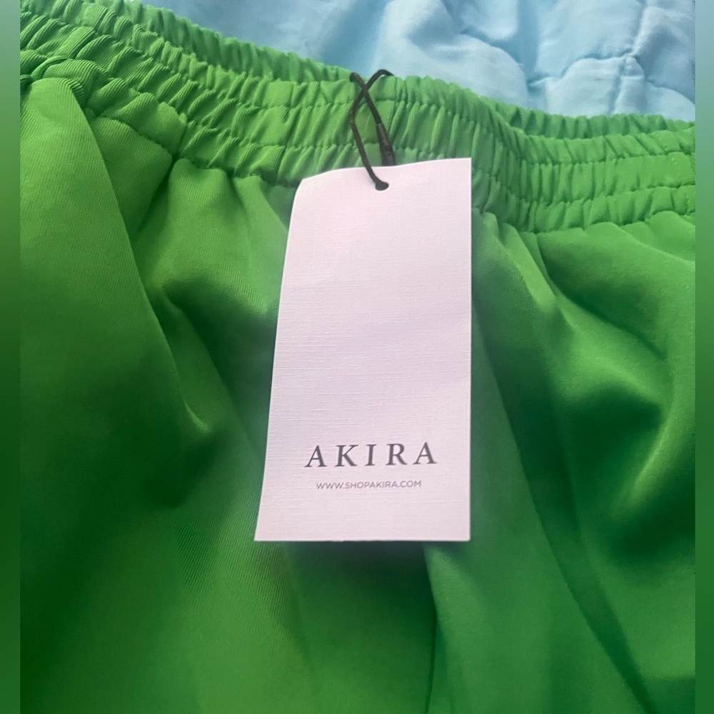 AKIRA Bright Green Wide-Leg Fuzzy Hem Pants - Picture 5 of 5